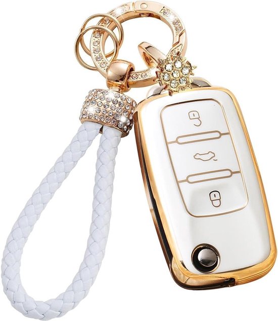 Sleutelhanger voor Autosleutel, Geschikt voor Touran, Golf 4 5 6, Jetta MK4, Bora en Polo, Zachte TPU Bescherming voor 3 Sleutels, Duurzame Sleutelbescherming van Merkloos