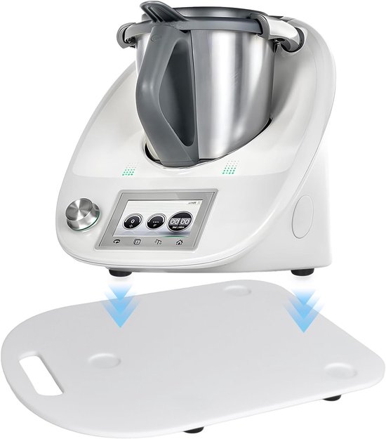 Sliding Board voor Thermomix TM6 TM5 van Acryl en Bamboe, Stabiel en Gemakkelijk te Bewegen, Keukenaccessoires voor Koken en Bereiden, Wit/Bamboe, 38.9 x 29 x 2.8 cm