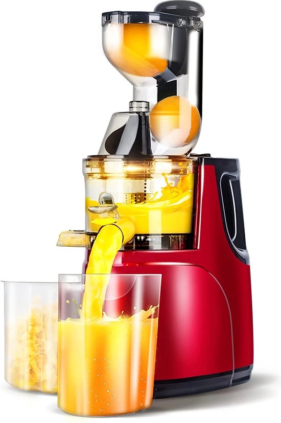 Slow Juicer - Cold Press - Slow Juicer - Slow Masticating Juicer Machine - Cold Press juicer - Raw Juicer voor sinaasappel, appel, citrusvruchten - Rood van Aigostar