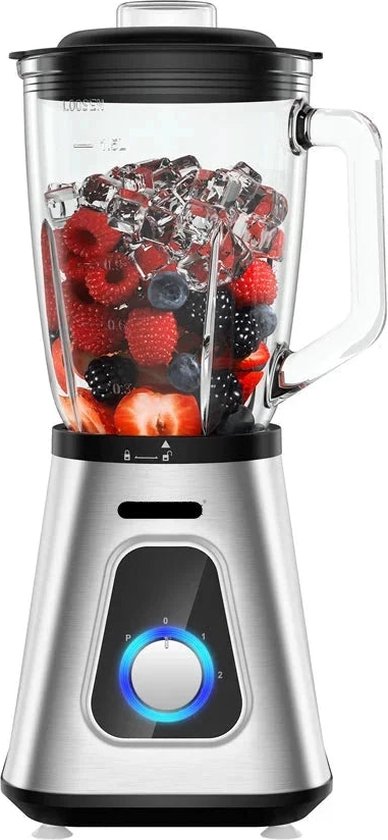Slow Juicer - Juicer - Fruit- en groentesapcentrifuge - Sapcentrifuge - Heavy Duty - Commerciële kwaliteit - Mixer - Juicer - Fruitkeukenmachine - IJssmoothies - Smoothieblender - Glazen pot - 1300W - 1.5L - Lichtgrijs van Merkloos