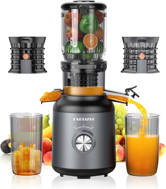Slow Juicer met Grote Opening voor Groente en Fruit – 250W, 100% BPA-vrij, Masticating Juicer voor Vers Sap van Merkloos