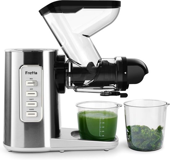 Slow Juicer - roestvrijstalen sapcentrifuge - voor groenten en fruit - 200 W - koude persmachine - elektrisch - 76 mm grote opening - hoge sapopbrengst - eenvoudige reiniging - BPA-vrij