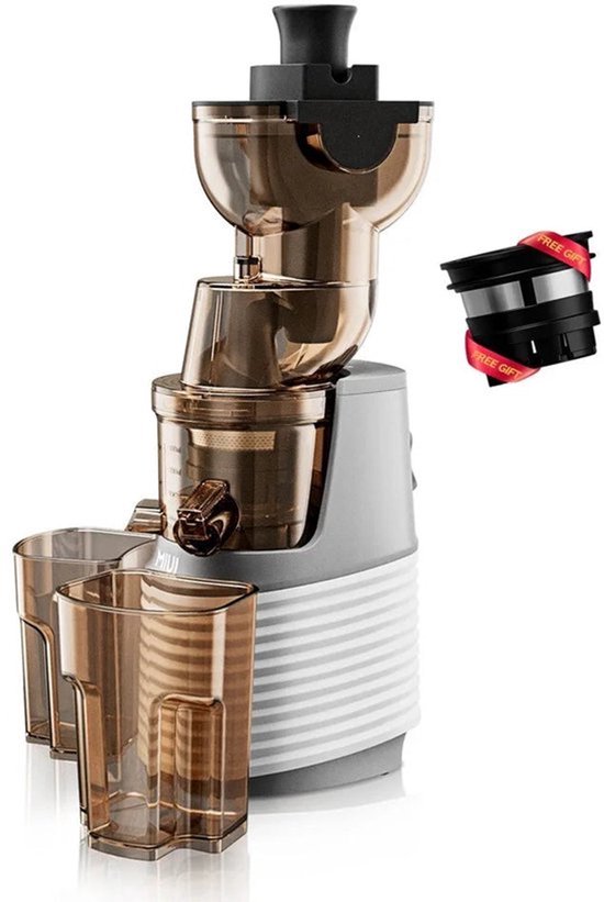 Slow Juicer - Sapcentrifuge - Cold Press - Kitchen - voor Groenten en Fruit - Grote Vulopening - 60RPM - 3 Snelheden - 1200 Watt - Stainless Steel Sieve - Automatische Pulpuitstoot - Koude Pers - Makkelijk te Reinigen - Parelwit van Merkloos