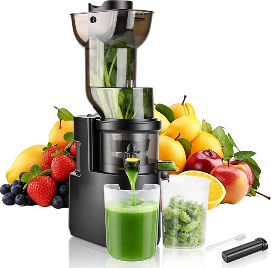 Slow Juicer - Sapcentrifuge - Gezond Sap Maken - Brede Vulopening - 98 mm - Zwart