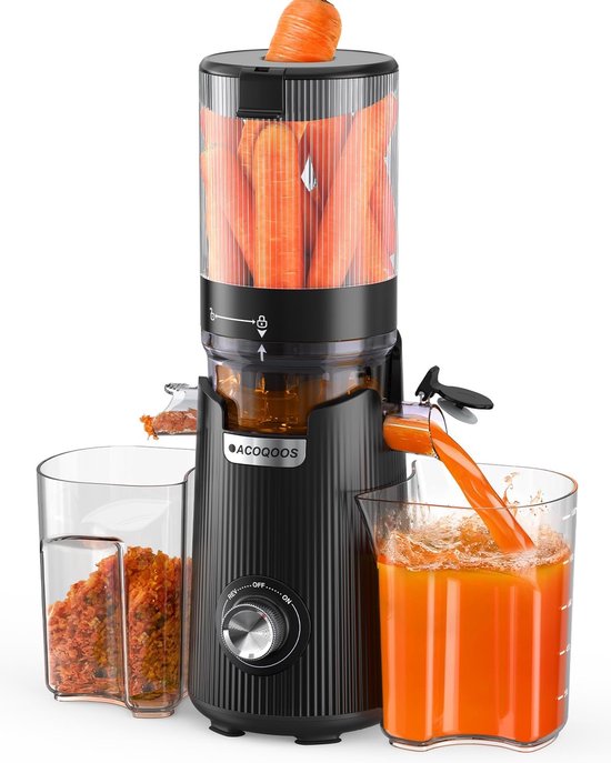 Slow Juicer - Sapcentrifuge - Gezond Sap Maken - Extra Brede Vulschacht - 18 Liter Reservoir - Zwart van Merkloos