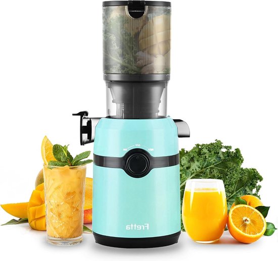 Slow Juicer - Sapcentrifuge Koudpersen - Gezond Sap Maken - Grote Vulopening - 1 Liter - Blauw