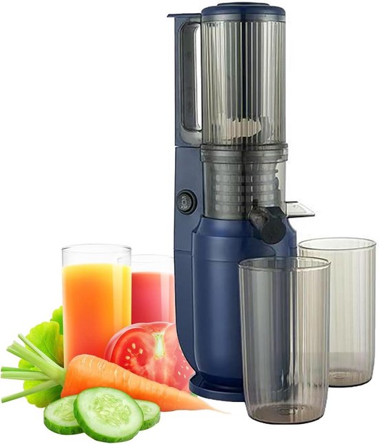 Slow Juicer Sapcentrifuge - Sapapparaat Groente Fruit - Gezond Sap Maken - Voor Hele Groenten - 550 Milliliter - Blauw