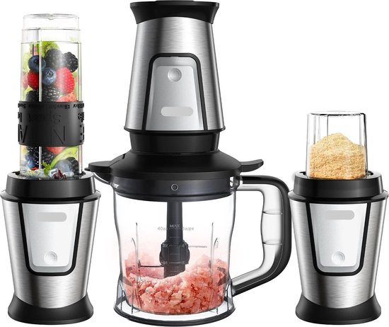 Slow Juicer - Sapcentrifuge - Sapcentrifuge voor Groenten en Fruit - Sapmaker - 3-in-1 - Multifunctionele Keukenmachine - 700W - Draagbare Sapcentrifuge Blender - Persoonlijke Smoothie Mixer - Zilve van Fratelli.