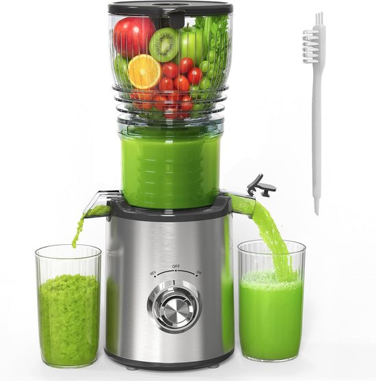 Slow Juicer voor Groenten en Vruchten - 2L Capaciteit, Makkelijk Schoon te Maken en Groot Invoerdop van Merkloos