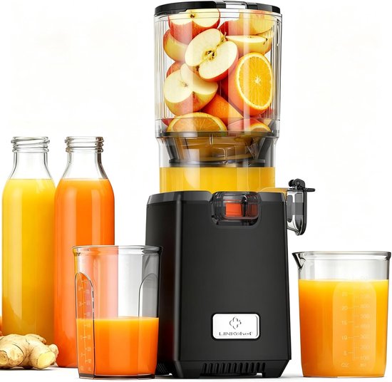 Slowjuicer 1.8L Koudpers Sapcentrifuge voor Groente en Fruit BPA-vrij 250W met Grote Vulopening, Stil en Makkelijk Schoonmaken