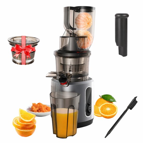 Slowjuicer 200W - Koudpers Sapcentrifuge met 75mm Brede Invoergoot - Hele Vruchten en Groenten zonder Snijden - Stille DC Motor 40-65 RPM - Hoge Sapopbrengst - BPA-vrij Tritan Materiaal - Eenvoudig Schoon te Maken - Blauw van Merkloos