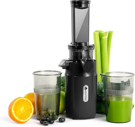 Slowjuicer 60 RPM Koudpers Sapcentrifuge voor Groente en Fruit BPA-vrij Compact Ontwerp met Omkeerfunctie Dubbele Filter