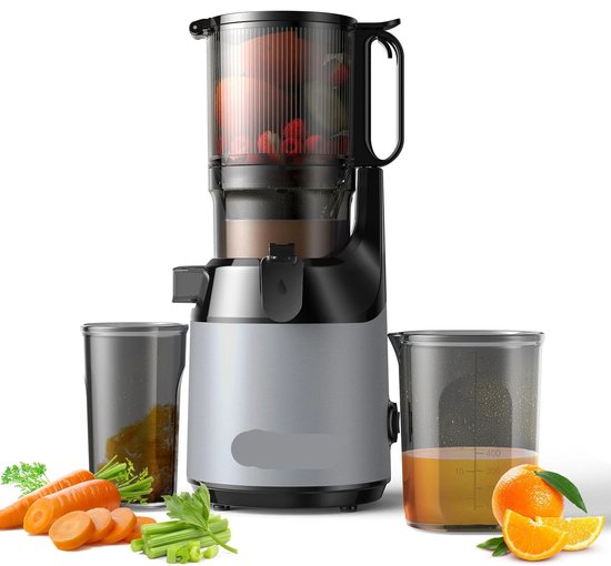 Slowjuicer - Juicer - Cold Press - met 130mm Vulopening - 1.8L - 65 RPM - BPA-vrij - Hoge Sapopbrengst - Geschikt voor Hele Groenten en Fruit - Makkelijk Schoon te Maken van Merkloos
