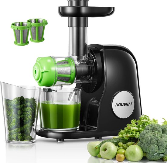 Slowjuicer – Koude Pers Sapcentrifuge – Stille Motor – Hoge Sapopbrengst – BPA-vrij – 150W – Zwart