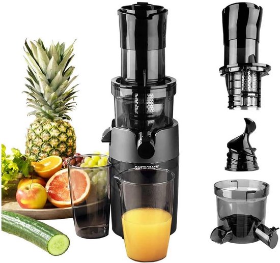 Slowjuicer - Koude pers sapmaker - Gezond sap maken - Krachtige motor - 8 cm vulopening - Zwart
