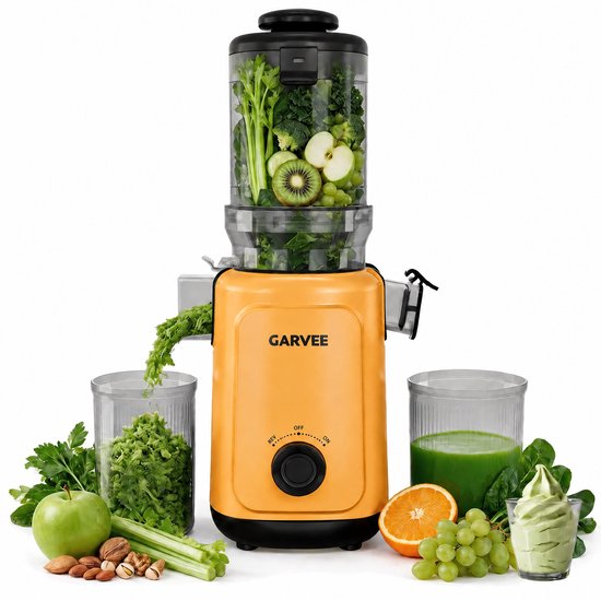 Slowjuicer Koudpers - XXL Vulopening - Rendement tot 98% - BPA Vrij - Stil & Eenvoudig te Reinigen - Geel van Danky