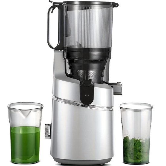 Slowjuicer – Langzame Juicer – Sapcentrifuge – Fruitpers – Groentepers – Ruime Vulopening 135 Mm – Grote Inhoud 1,8 Liter - Zilver van Merkloos