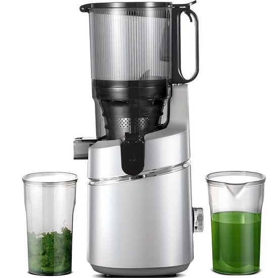 Slowjuicer – Langzame Juicer – Sapcentrifuge – Fruitpers – Groentepers – Ruime Vulopening 135 Mm – Grote Inhoud 1,8 Liter - Zilver