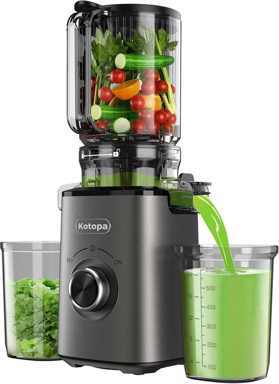 Slowjuicer met XL-vulopening en 800 ml sapcontainer voor gezonde sappen van Princess