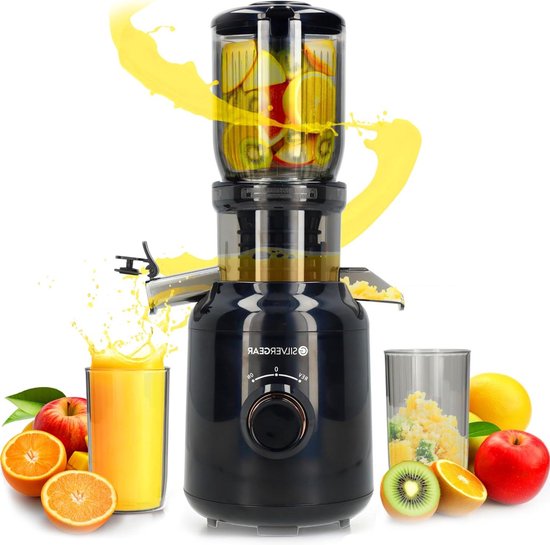 Slowjuicer - Sapcentrifuge Elektrisch - Gezonde Sappen Maken - Krachtige Motor 60 RPM - 450 Milliliter - Zwart
