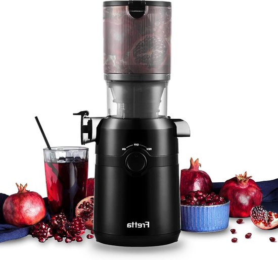 Slowjuicer - Sapcentrifuge - Gezond Sap Maken - Extra Brede Vulopening - 1 Liter - Diepzwart