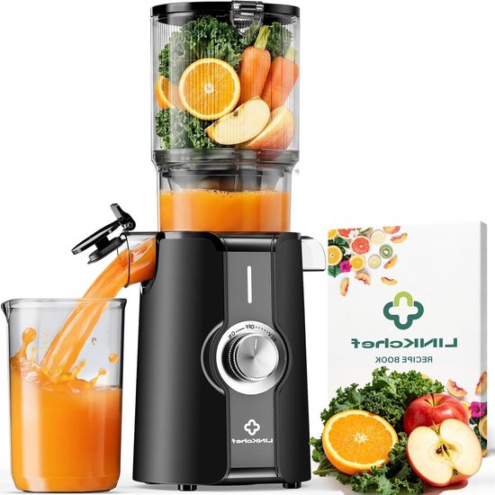 Slowjuicer - Sapcentrifuge - Gezond Sap Maken - Extra Brede Vulopening - 200 Watt - Zwart