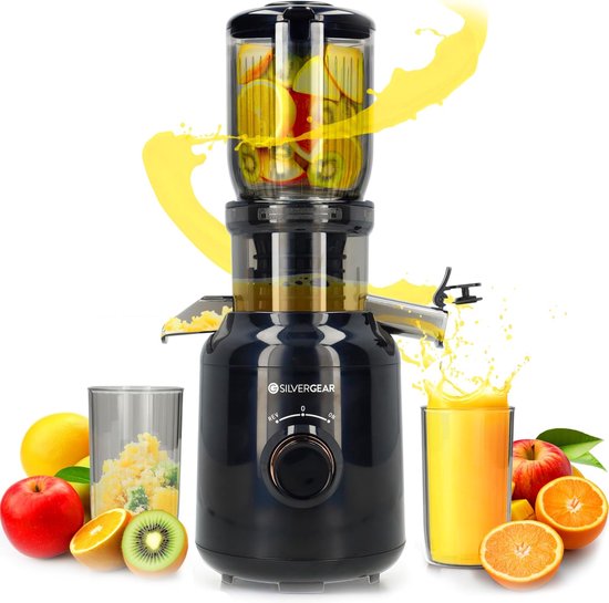 Slowjuicer - Sapcentrifuge - Gezonde Drankjes Maken - Krachtige Motor 60 RPM - 2x 450 ml - Zwart