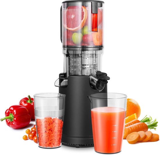 Slowjuicer – Sapcentrifuge – Sapmaker – Juicer – Sapper – Grote Vulopening 126 mm – Krachtige 200W Motor met 8-Traps Wormschroef van Merkloos