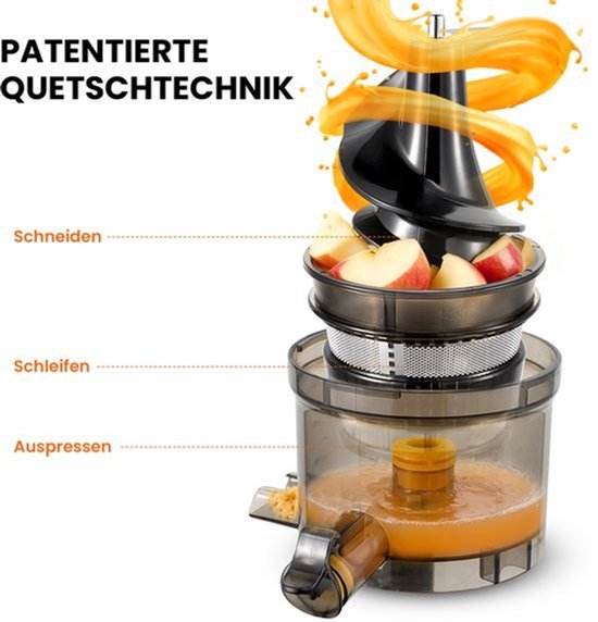 Slowjuicer Sapcentrifuge - Stekkertype EU - 150 W Vermogen - 75 mm Vulopening - BPA-vrij Materiaal - Voor Groenten En Fruit