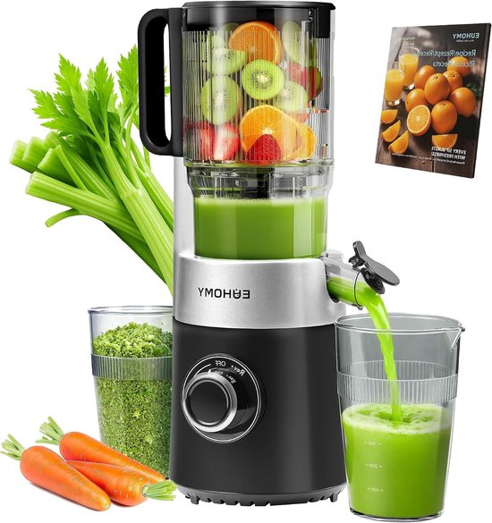Slowjuicer - Sapcentrifuge Vruchtenpers - Gezond Sap Maken - 7-Traps Sap Procedure - 18 Liter - Zwart Zilver