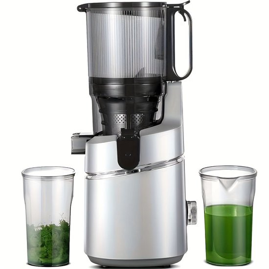 Slowjuicer – Sapmaker – Juicer – Sapcentrifuge - Sappentap – Groentesapmachine – 1,8 Liter Inhoud – 250 Watt Motor - Zilver van Merkloos