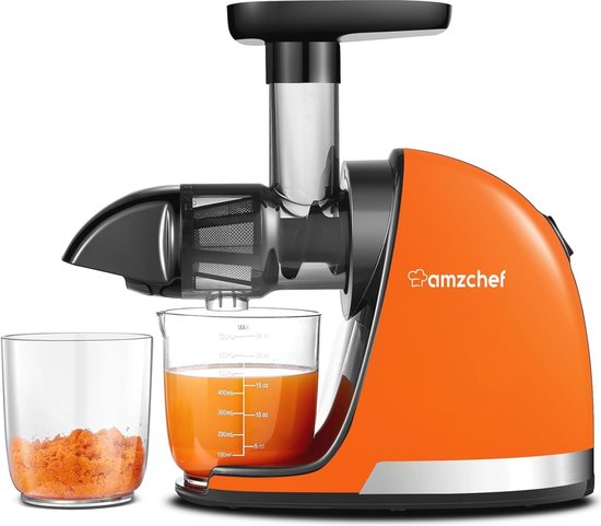 Slowjuicer voor groenten en fruit met achterwaartse kauwfunctie en accessoires