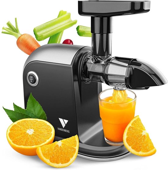 Slowjuicer voor Groenten en Fruit - Sapcentrifuge - Fruitpers - Slow Juicer voor Thuis - Zwart - Top Kwaliteit van Monzana