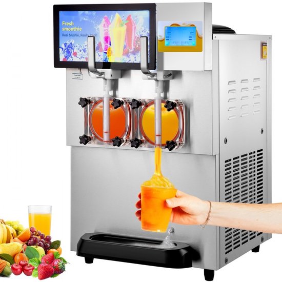 Slush- en granitamachine - Commerciële 2×8 L Dubbele Tanks - 26–32 L/uur - 1800 W - RVS Behuizing - 94 kg - 57×68×92,5 cm van Merkloos