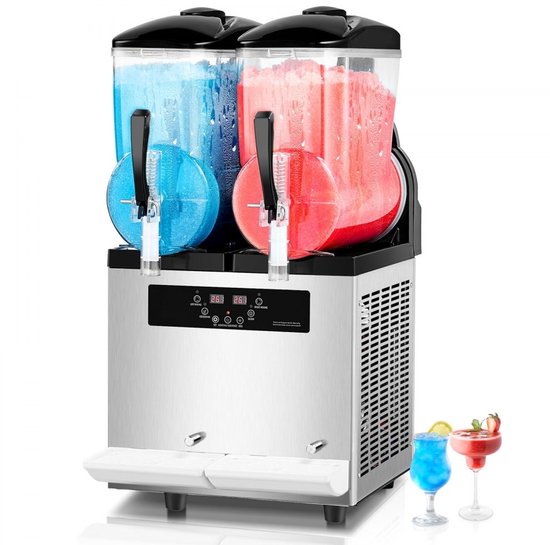 Slush-ijsmachine en Granitamachine - Commercieel Dubbele Tank 2 x 12 L - RVS Behuizing - Bedieningspaneel met Toetsen - Tot 96 Bekers - Voor Horeca en Feesten van Merkloos