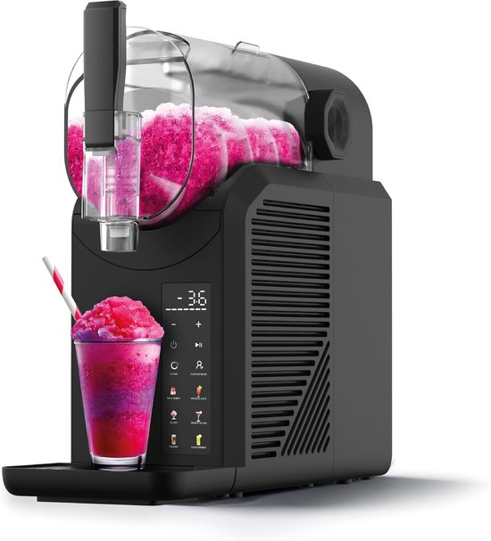 Slush machine - 2 Liter - 7-in-1 - Geen IJs Nodig - 7 Programma's - InstantFreeze 15 min, - Slush Puppy Maker - Cocktails - Frappé, Milkshakes en meer - Zwart, van Merkloos