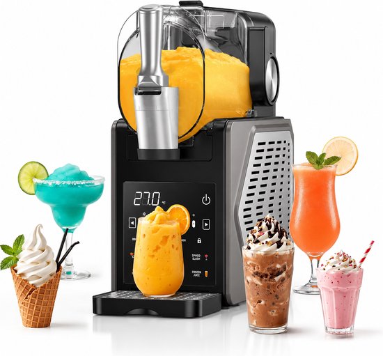 Slush Machine 2,5 l ijsmachine voor thuis met led-display - 6 programma's | 2-in-1 slush- en ijsmachine voor ijs, slushies, frappés en milkshakes – zonder ijs dankzij het geïntegreerde koelsysteem.