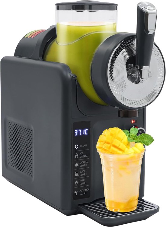Slush Machine - IJsmaker - Thuis Drankjes Maken - Zelfkoelend Digitaal Display - 1.8 Liter - Grijs van Merkloos