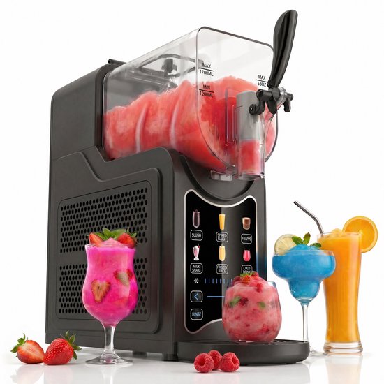 Slush Machine - Slush Puppy Machine voor Thuis - 2.6L met 6 Programma's - Slushi, Granita, Cocktail, IJskoffie, Frozen Juice & Milkshake Maker - 6-in-1 Slush Puppy Maker - Slushy Machine - Milkshake & Frappe Machine - Slushymaker - Zwart - Silvergear van Merkloos