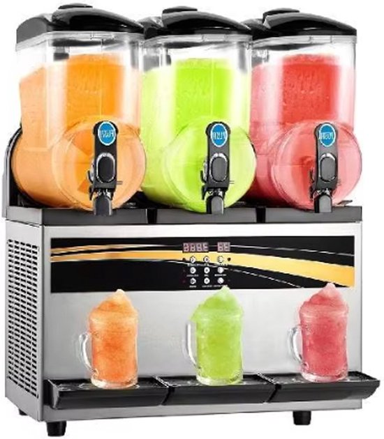 Slush Puppy Machine - 45L Capaciteit - 3 Smaken - RVS - Met Display van Vevor
