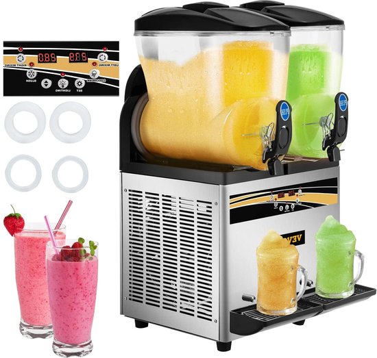 Slush Puppy Maker - Slush Puppy Machine - 15L Dubbele Tank - Slushy Maker - Slush Machine - Margareta Machine - Frozen Drink Maker - Perfect voor Cafés Bars van Merkloos