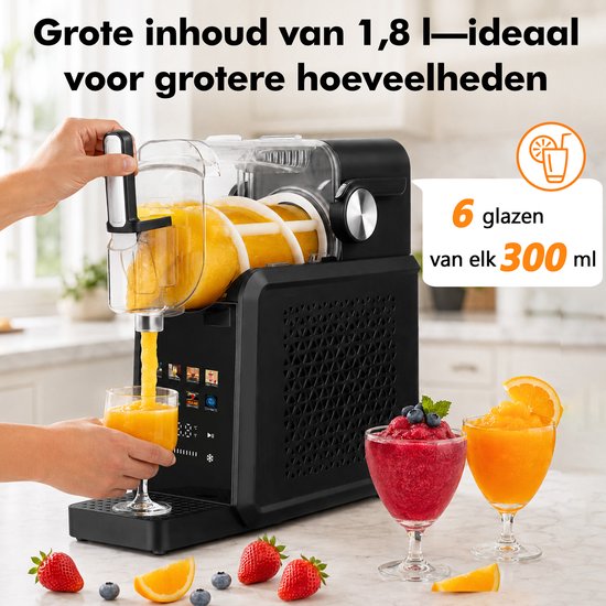 Slushijsmaker voor Thuisfeestjes & Zomer – 1,8L Capaciteit (6 Glazen), Stille Operatie ≤60dB, Compact Design – Zwart