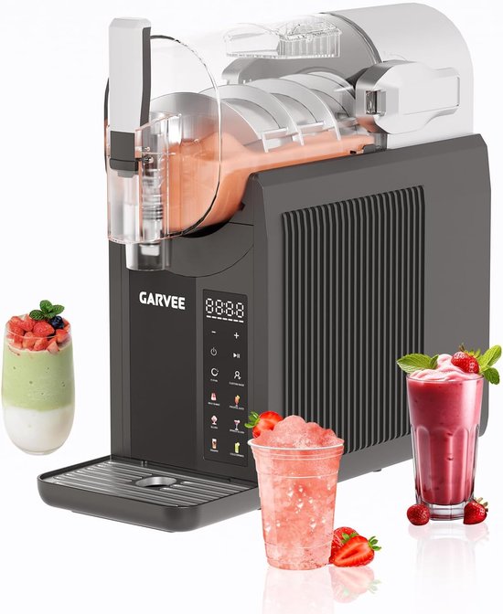 Slushmachine, 6-in-1 slush-ijsmachine, 2 l, 7 slimme programma's, granita-machine voor thuis, automatische reiniging, slushmachine voor slushies, milkshakes, frappés, wijn en cocktails, zwart