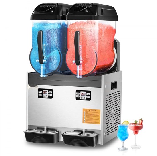 Slushmachine - Dubbele tank 2 x 12 L (24 L) slush ijsmachine - Commercieel - Voor bevroren dranken - Slush/Margarita/Smoothie - Voor horeca en thuis - Tot 96 bekers