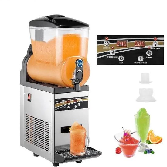 Slushmachine – Slushapparaat – Frozen Drink Maker – IJsdrankmachine – Smoothiemachine – 15 Liter Inhoud – 500W Compressor van Monzana