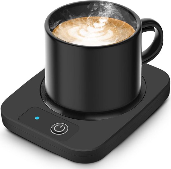 Smart Mug - Koffiekopverwarmer - Slimme Warmhoudplaat - Elektrische Kopjeswarmer met Aluminium Plaat voor Kantoor - Bureauaccessoire - Drankverwarmer voor Cacao en Melk - Voor Collega's en Vrienden - Zwart