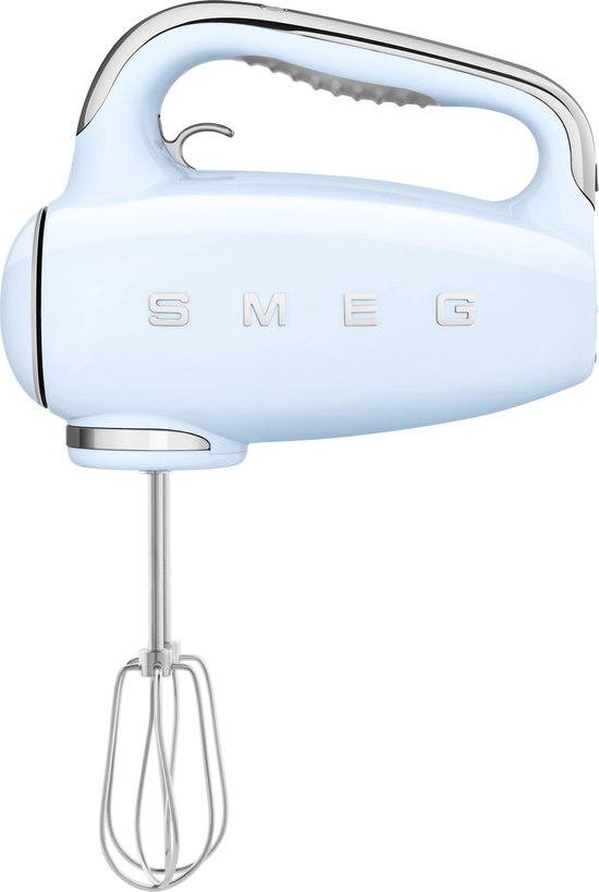 SMEG HMF01PBEU Handmixer - 250W - 9 Snelheden - Turbofunctie - LED Display - Inclusief 6 RVS Gardes & Deeghaken - '50s Style - Pastelblauw