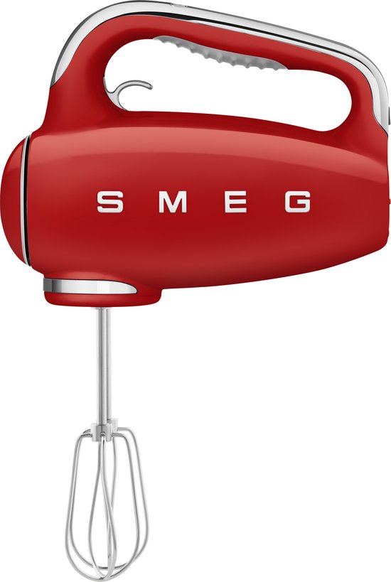 SMEG HMF01RDEU Handmixer - 250W - 9 Snelheden - Turbofunctie - LED Display - Inclusief 6 RVS Gardes & Deeghaken - '50s Style - Rood