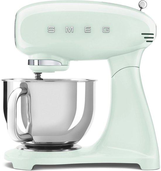 SMEG SMF03PGEU Keukenmachine - Stand Mixer - 4,8 Liter - 800 Watt - 10 Snelheden - Planetaire Mengwerking - Inclusief 5 Accessoires - '50s Style - Watergroen