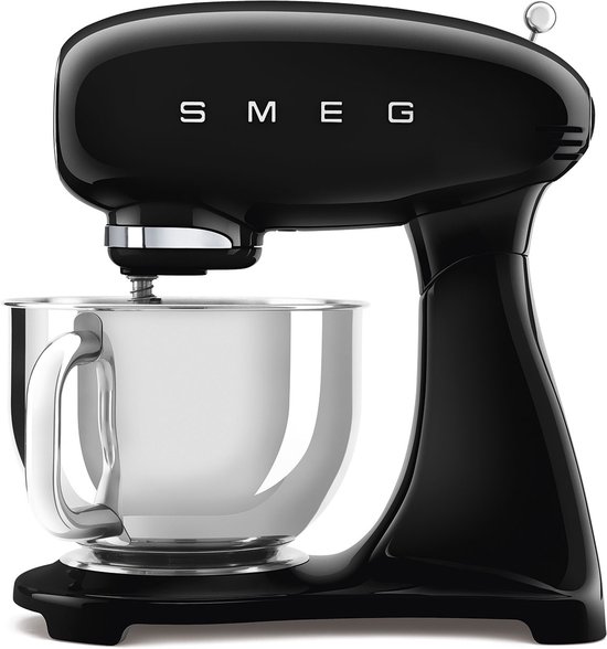 SMEG SMF05BLEU Keukenmachine - Keukenmixer - 1000W - 4,8L RVS Mengkom - 10 Snelheden - Planetaire Mengbeweging - Inclusief 4 Accessoires - '50s Style - Zwart